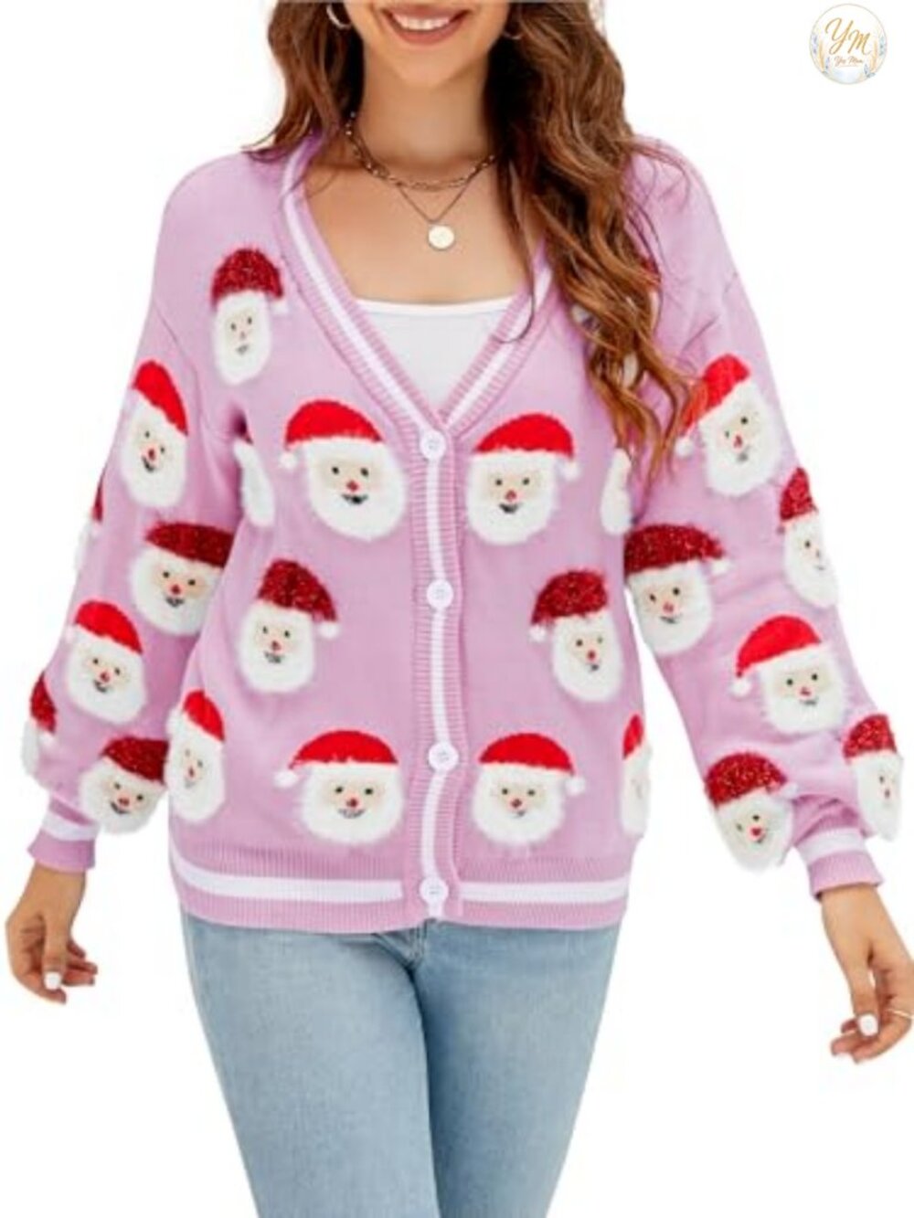 Christmas Cardigan Sweater Women Open Front Fuzzy Knit Long Sleeve